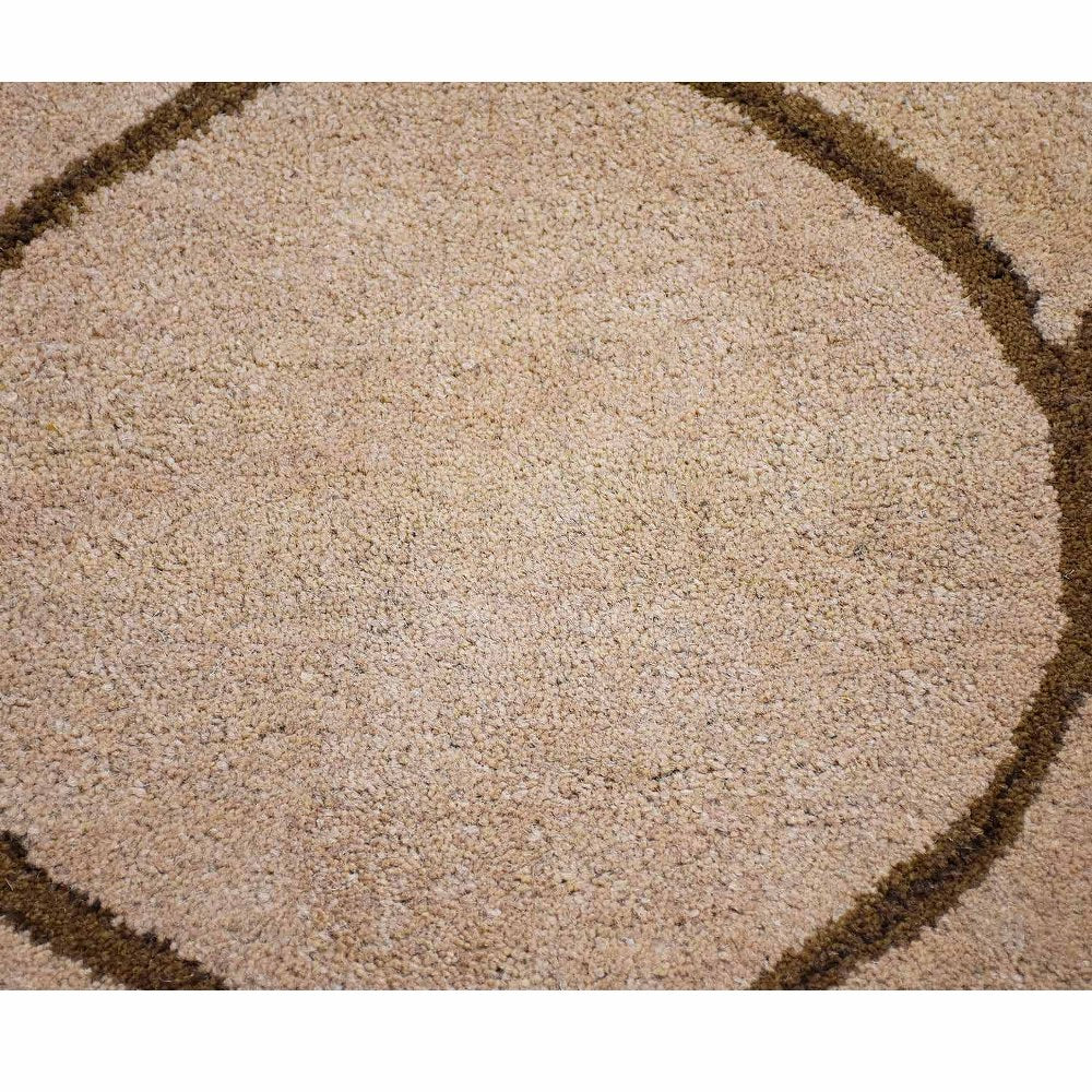 Hand Tufted Wool Area Rug Geometric Beige Brown K01004