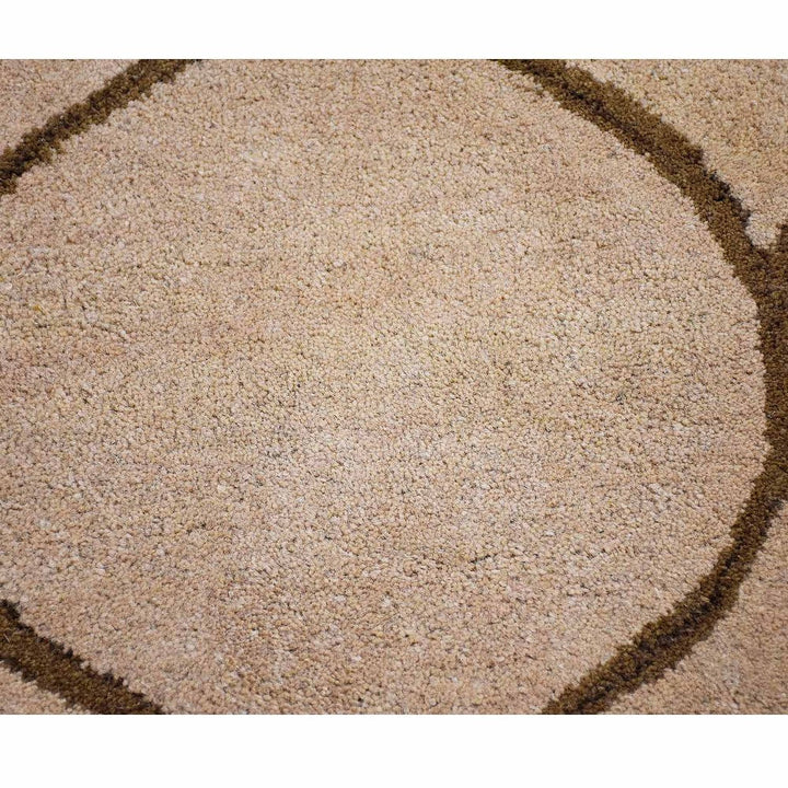 Hand Tufted Wool Area Rug Geometric Beige Brown K01004
