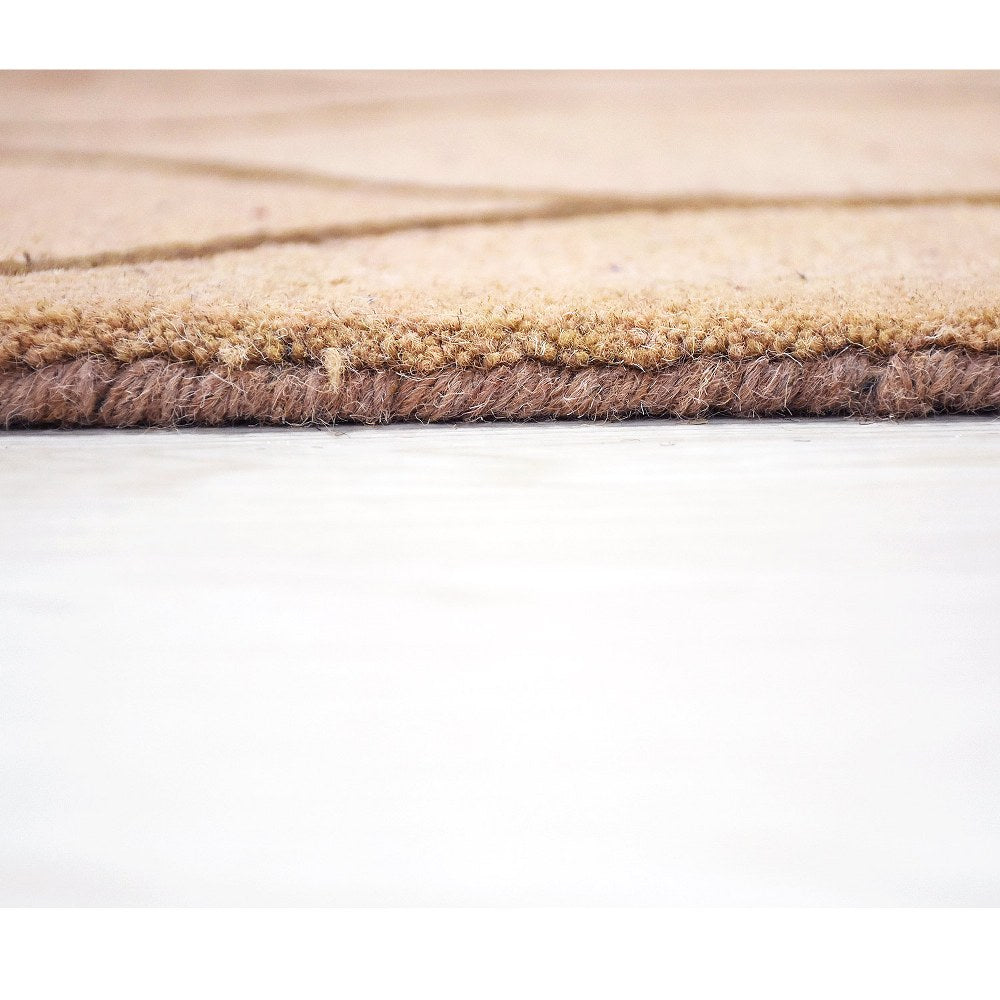 Hand Tufted Wool Area Rug Geometric Beige Brown K01004