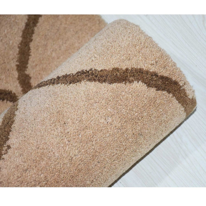 Hand Tufted Wool Area Rug Geometric Beige Brown K01004