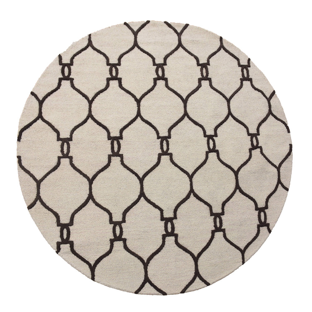 Hand Tufted Wool Area Rug Geometric Beige Brown K01004