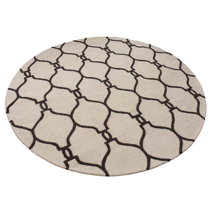 Hand Tufted Wool Area Rug Geometric Beige Brown K01004