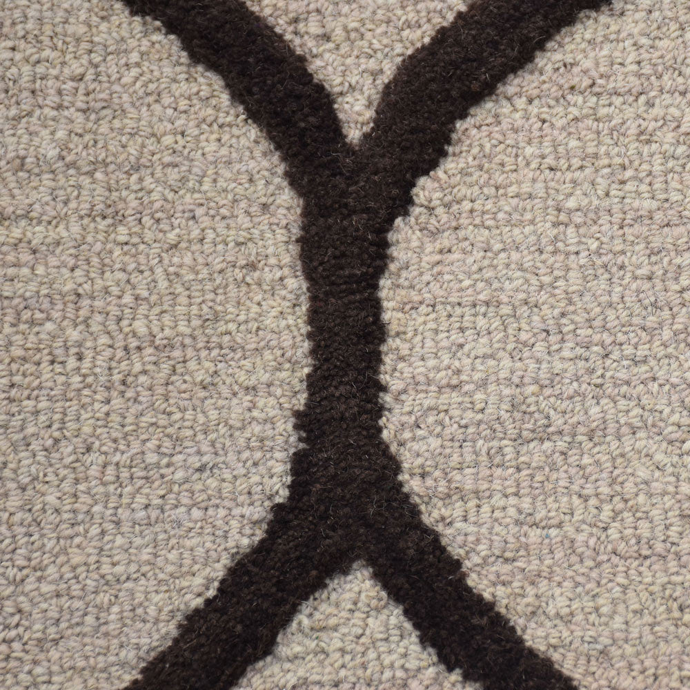 Hand Tufted Wool Area Rug Geometric Beige Brown K01004
