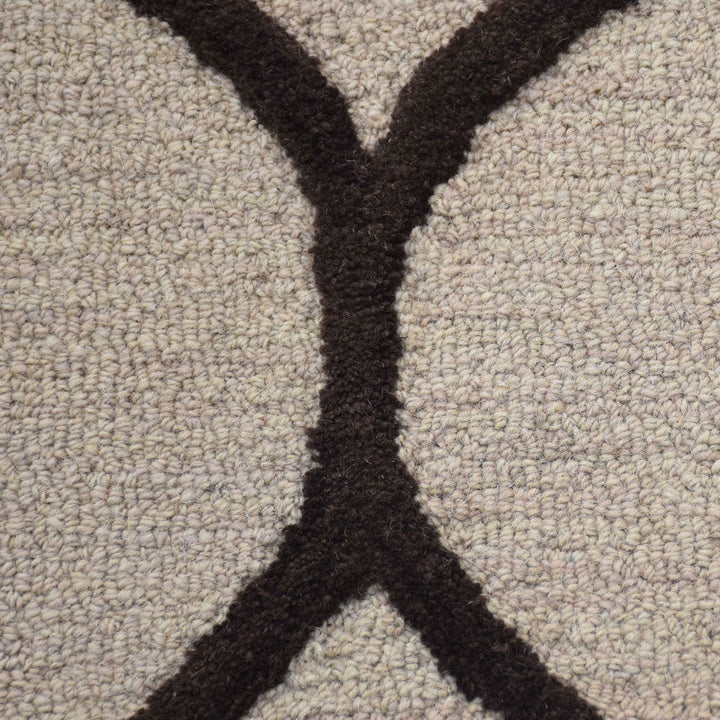Hand Tufted Wool Area Rug Geometric Beige Brown K01004