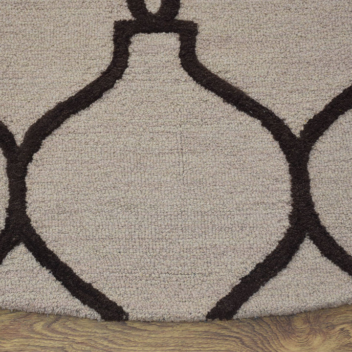 Hand Tufted Wool Area Rug Geometric Beige Brown K01004