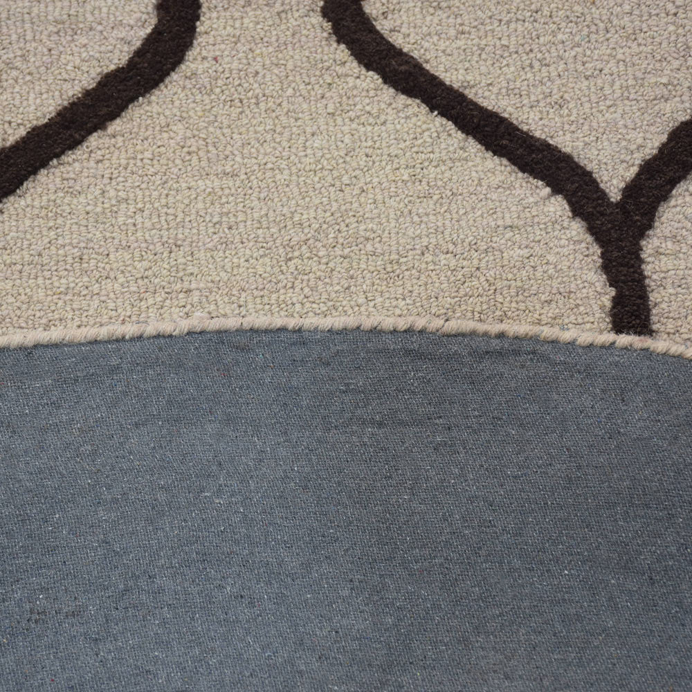 Hand Tufted Wool Area Rug Geometric Beige Brown K01004