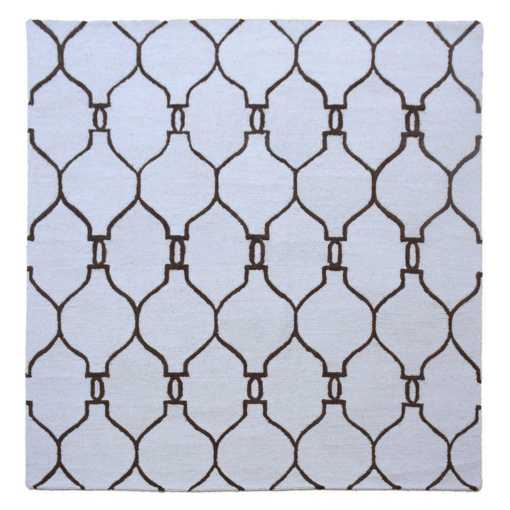 Hand Tufted Wool Area Rug Geometric Beige Brown K01004
