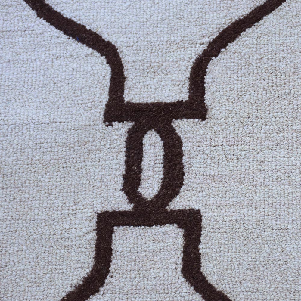Hand Tufted Wool Area Rug Geometric Beige Brown K01004