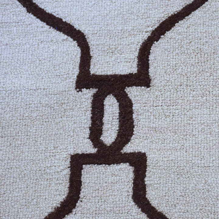 Hand Tufted Wool Area Rug Geometric Beige Brown K01004