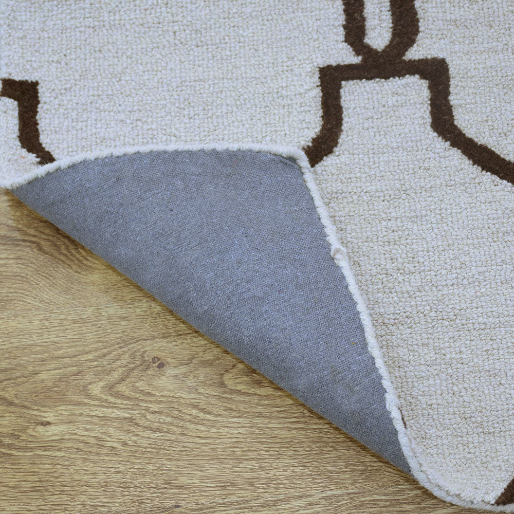 Hand Tufted Wool Area Rug Geometric Beige Brown K01004