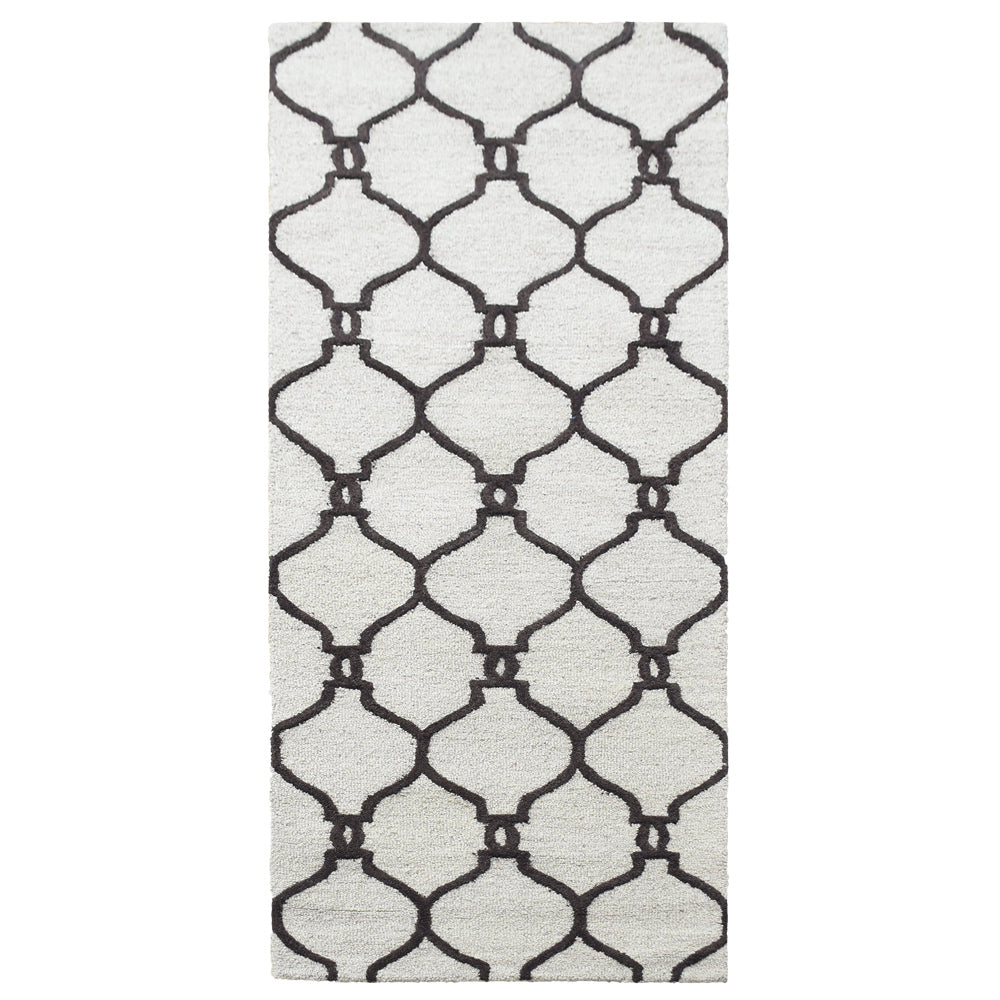 Hand Tufted Wool Area Rug Geometric Beige Brown K01004