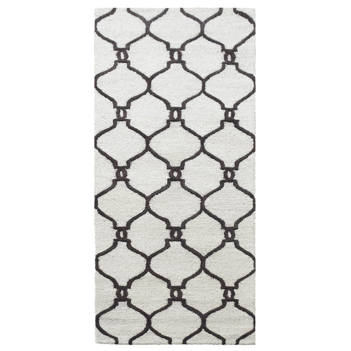 Hand Tufted Wool Area Rug Geometric Beige Brown K01004