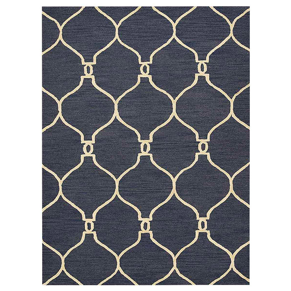 Hand Tufted Wool Area Rug Geometric Beige Brown K01004