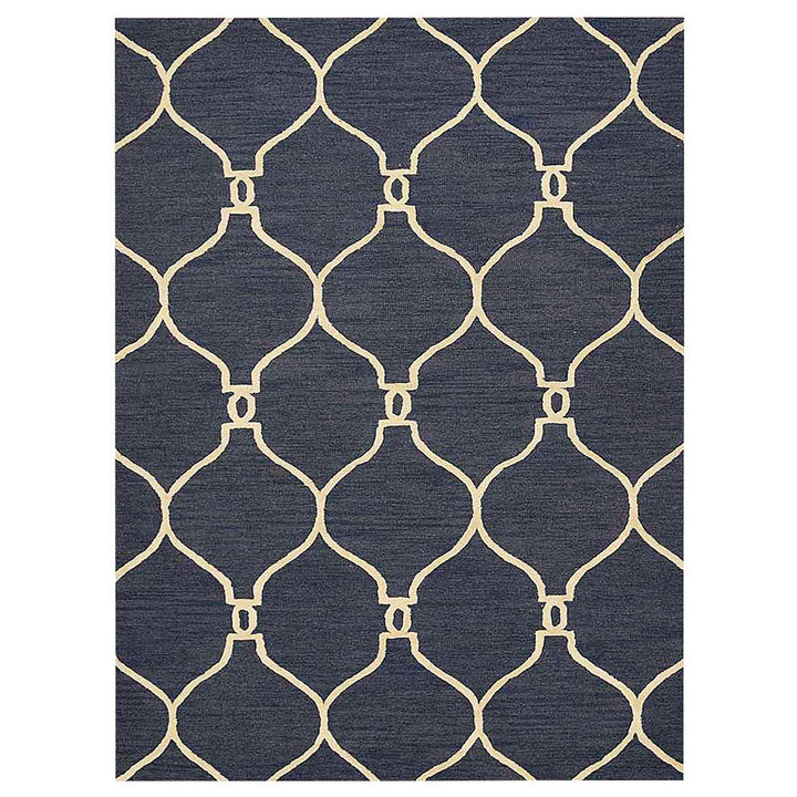 Hand Tufted Wool Area Rug Geometric Beige Brown K01004