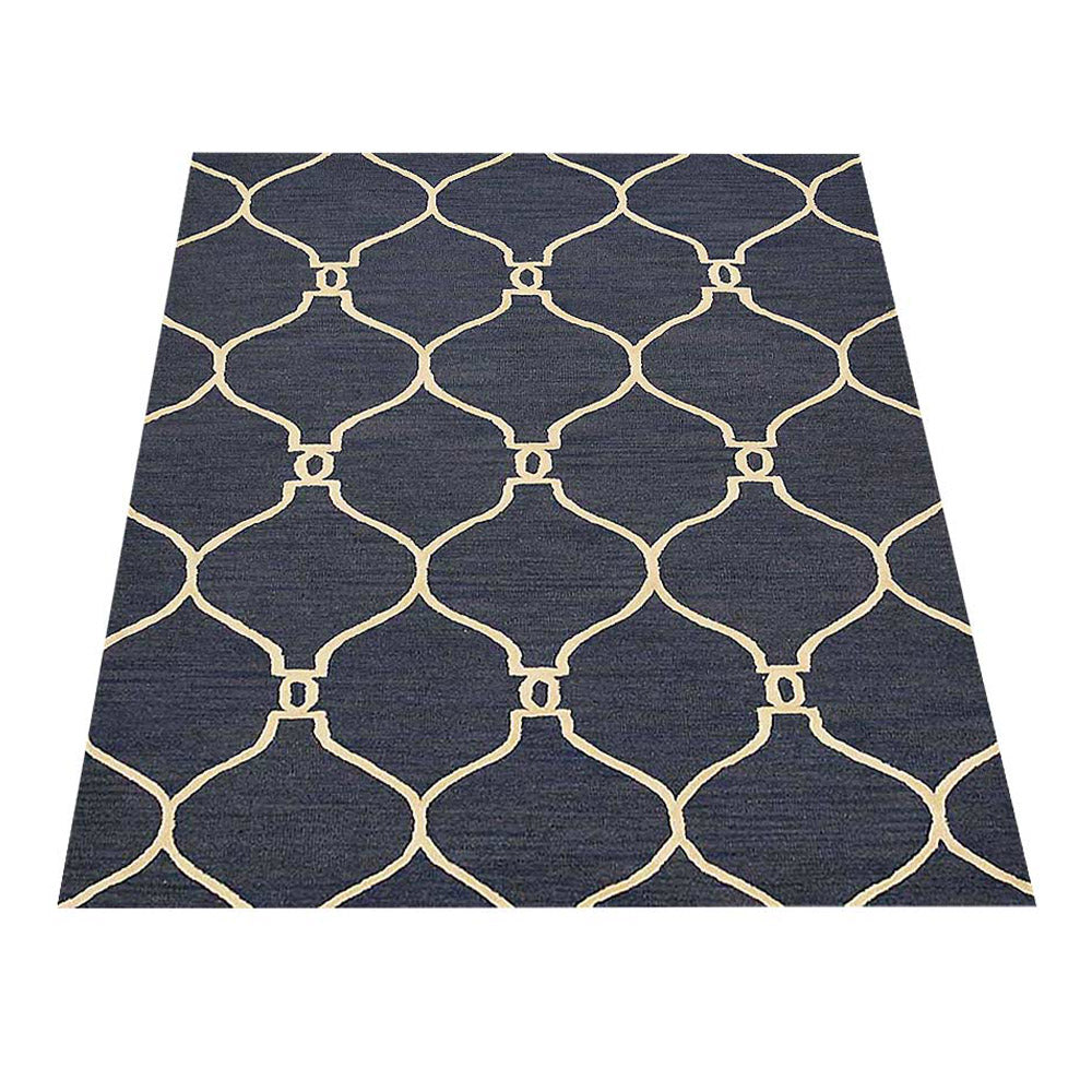 Hand Tufted Wool Area Rug Geometric Beige Brown K01004