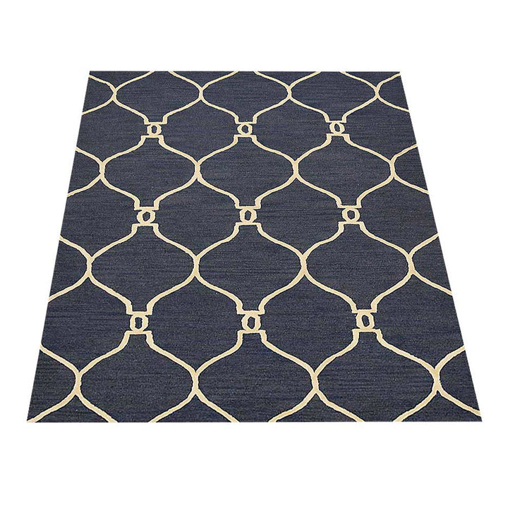 Hand Tufted Wool Area Rug Geometric Beige Brown K01004