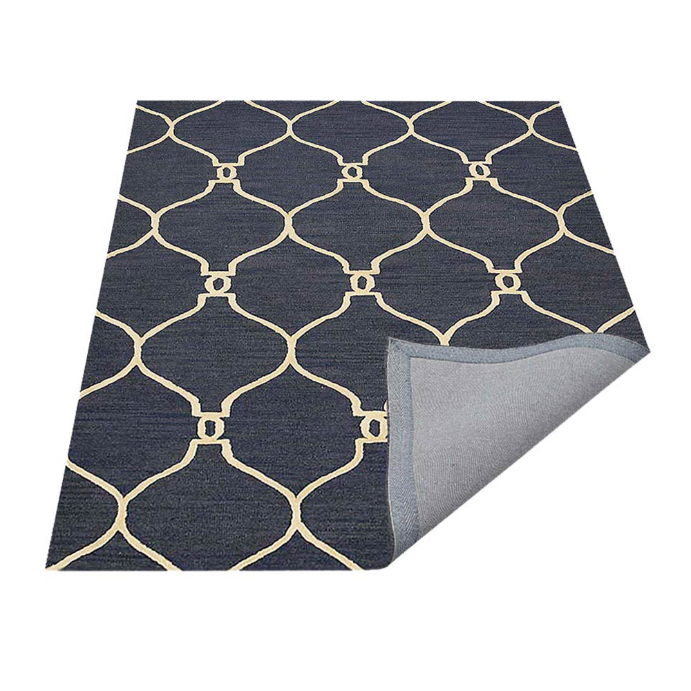 Hand Tufted Wool Area Rug Geometric Beige Brown K01004