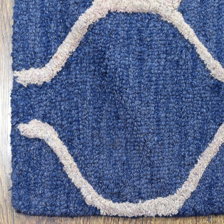 Hand Tufted Wool Area Rug Geometric Beige Brown K01004