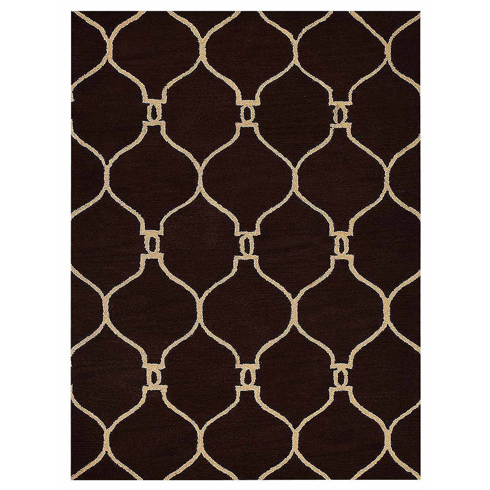 Hand Tufted Wool Area Rug Geometric Beige Brown K01004