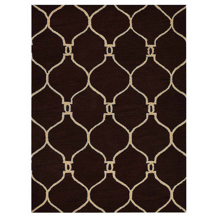 Hand Tufted Wool Area Rug Geometric Beige Brown K01004
