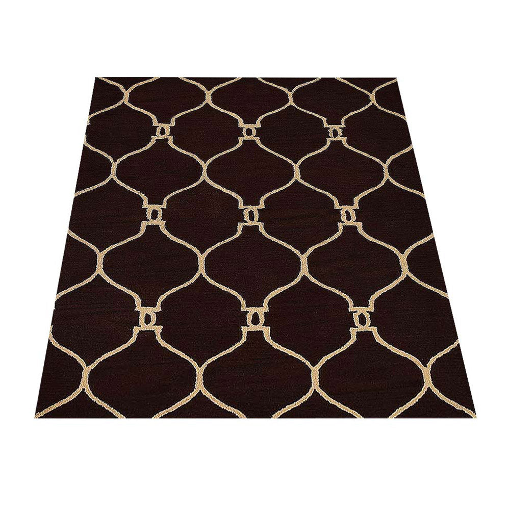 Hand Tufted Wool Area Rug Geometric Beige Brown K01004