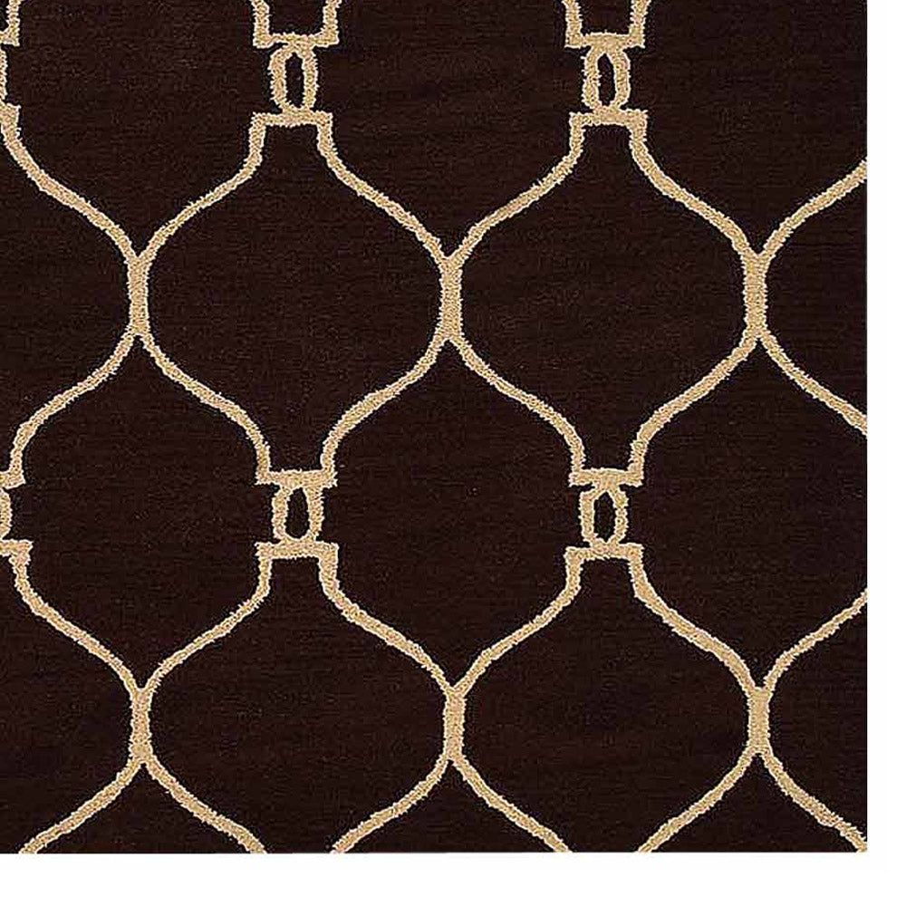 Hand Tufted Wool Area Rug Geometric Beige Brown K01004