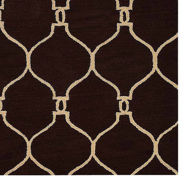 Hand Tufted Wool Area Rug Geometric Beige Brown K01004