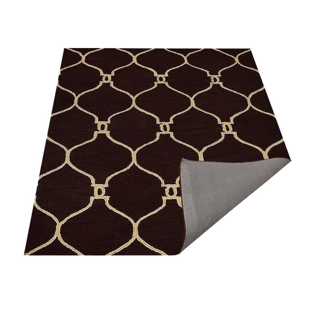 Hand Tufted Wool Area Rug Geometric Beige Brown K01004