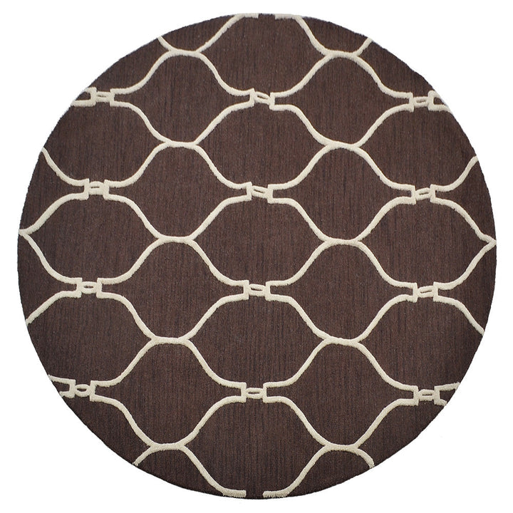 Hand Tufted Wool Area Rug Geometric Beige Brown K01004