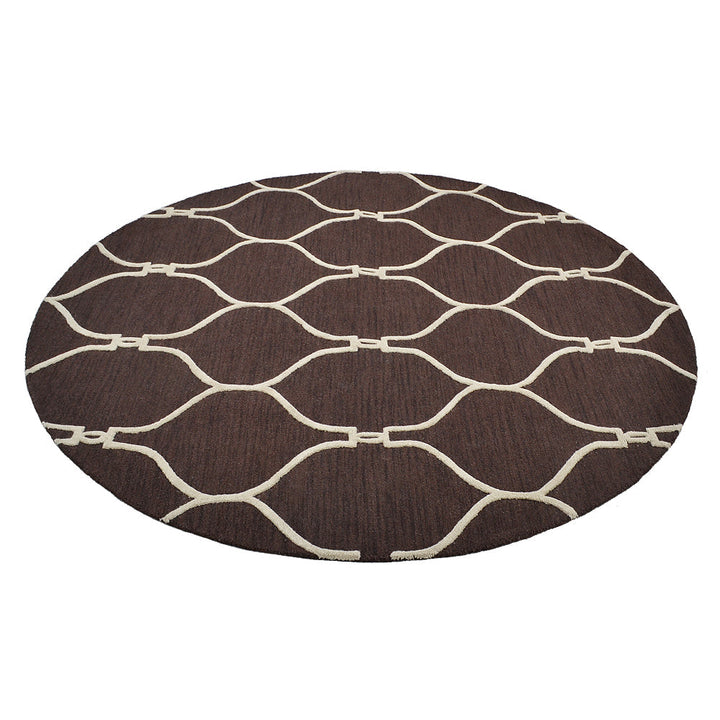 Hand Tufted Wool Area Rug Geometric Beige Brown K01004