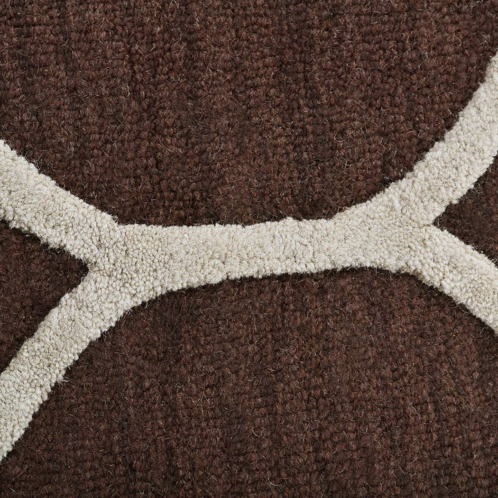 Hand Tufted Wool Area Rug Geometric Beige Brown K01004