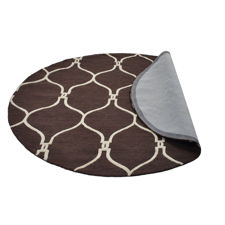 Hand Tufted Wool Area Rug Geometric Beige Brown K01004