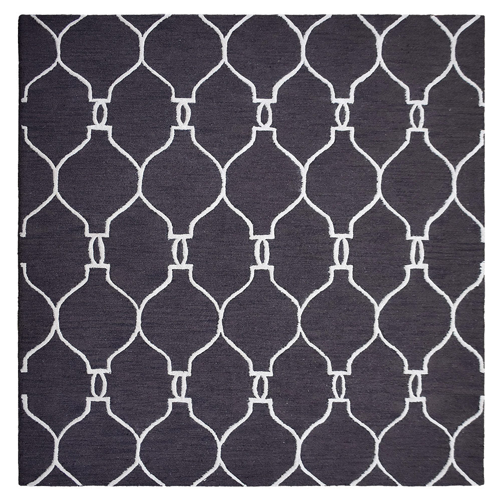 Hand Tufted Wool Area Rug Geometric Beige Brown K01004