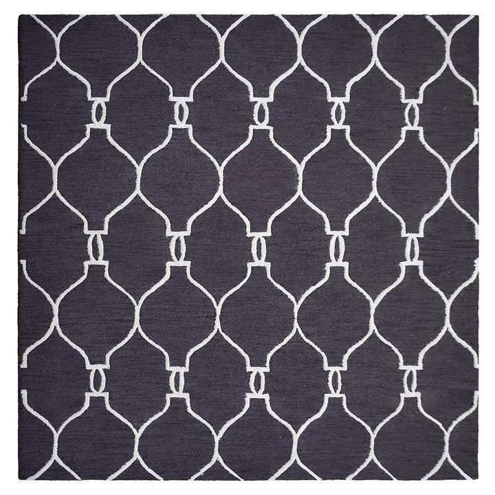 Hand Tufted Wool Area Rug Geometric Beige Brown K01004
