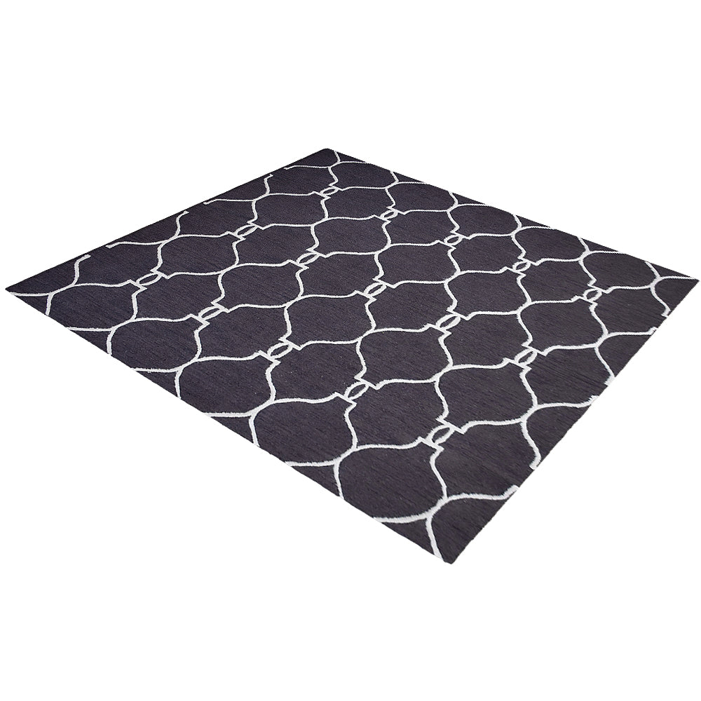 Hand Tufted Wool Area Rug Geometric Beige Brown K01004