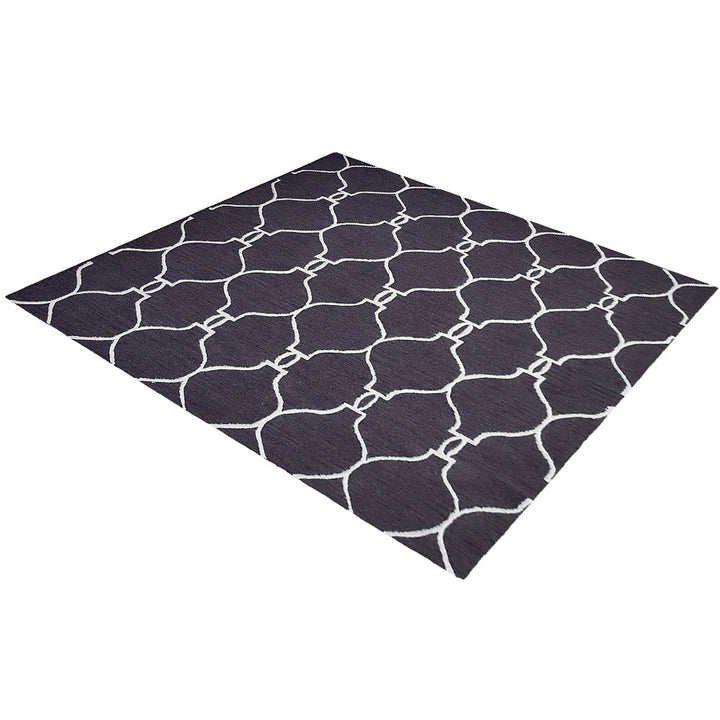 Hand Tufted Wool Area Rug Geometric Beige Brown K01004