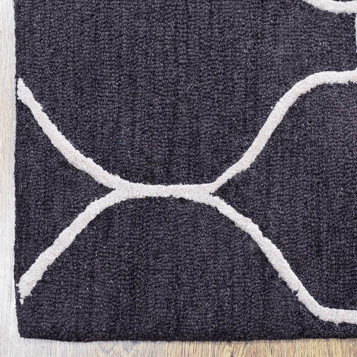 Hand Tufted Wool Area Rug Geometric Beige Brown K01004