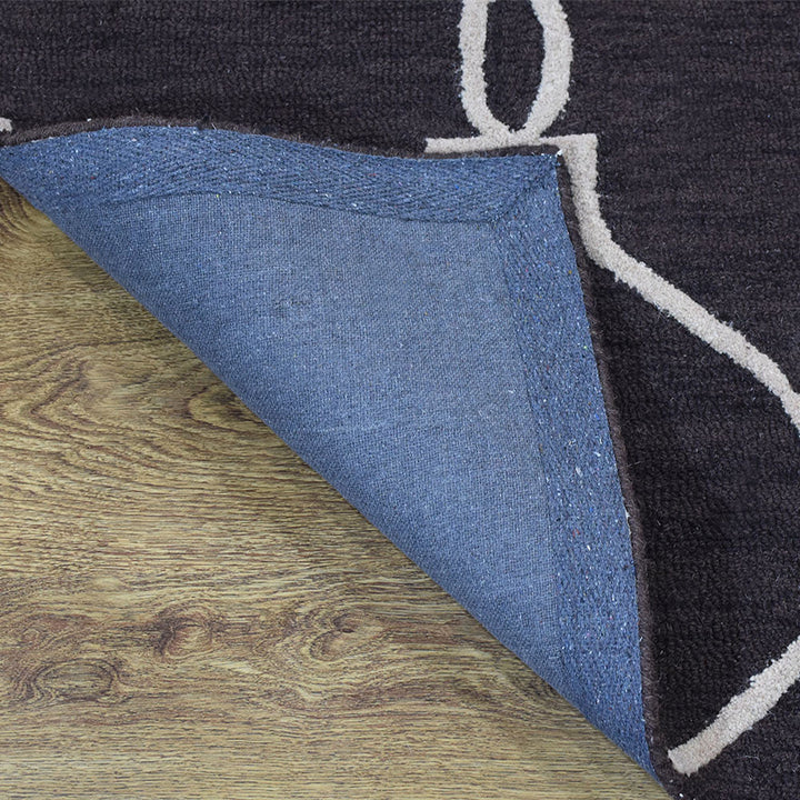 Hand Tufted Wool Area Rug Geometric Beige Brown K01004