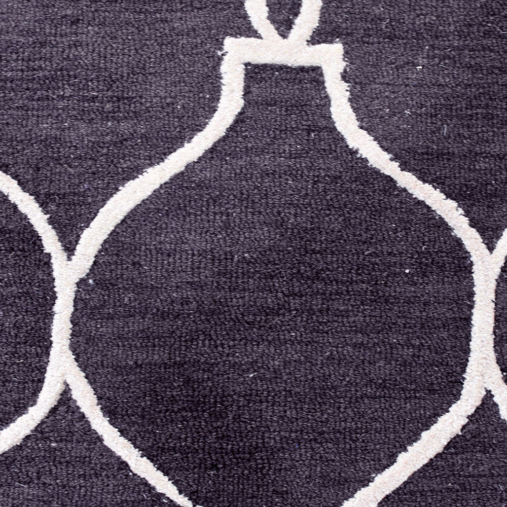 Hand Tufted Wool Area Rug Geometric Beige Brown K01004