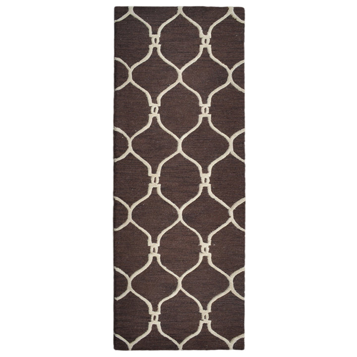 Hand Tufted Wool Area Rug Geometric Beige Brown K01004