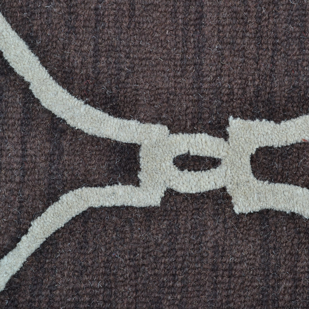 Hand Tufted Wool Area Rug Geometric Beige Brown K01004