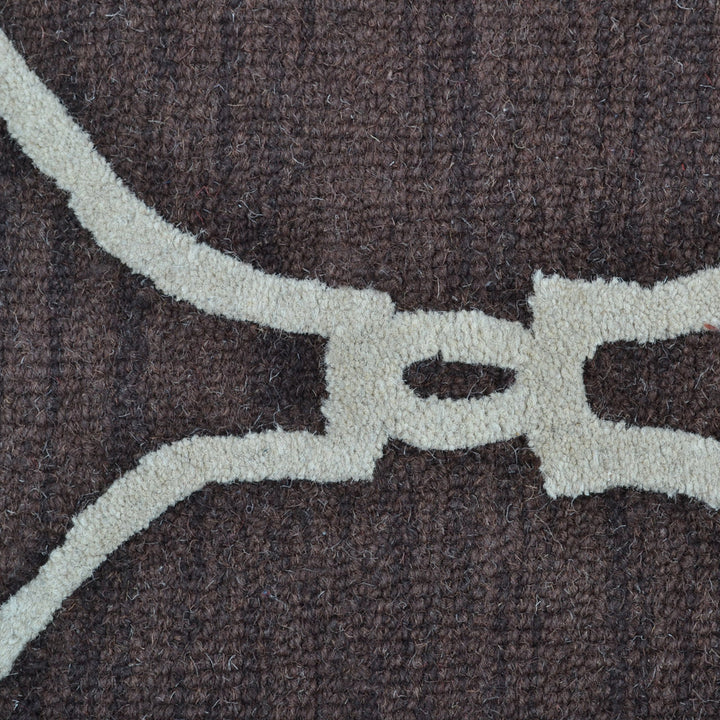 Hand Tufted Wool Area Rug Geometric Beige Brown K01004