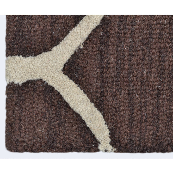 Hand Tufted Wool Area Rug Geometric Beige Brown K01004