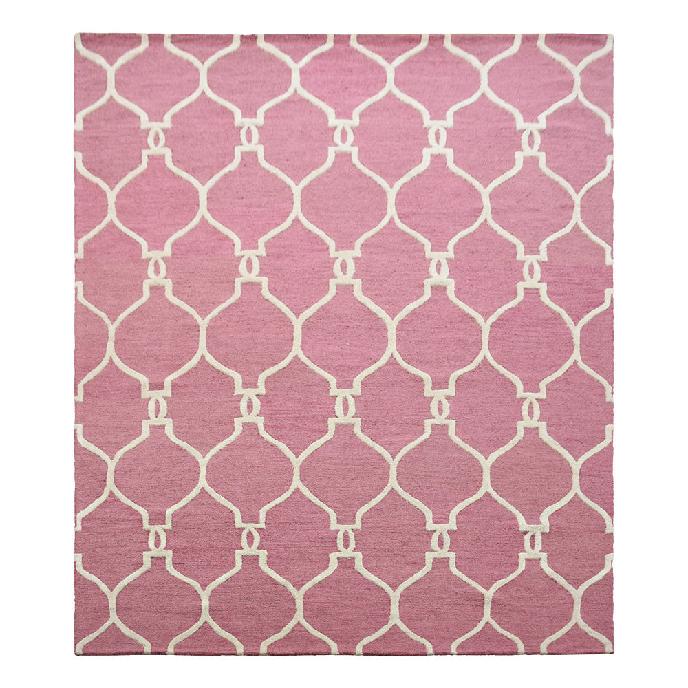 Hand Tufted Wool Area Rug Geometric Beige Brown K01004