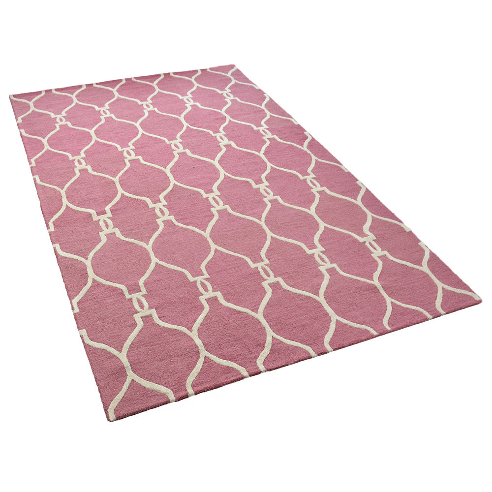 Hand Tufted Wool Area Rug Geometric Beige Brown K01004