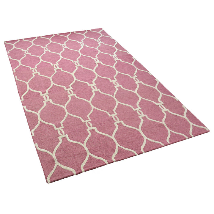 Hand Tufted Wool Area Rug Geometric Beige Brown K01004