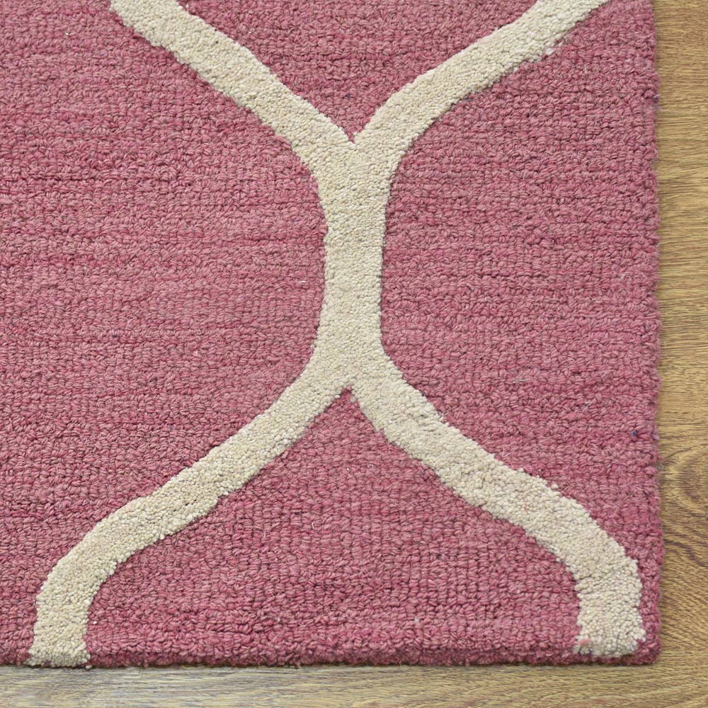 Hand Tufted Wool Area Rug Geometric Beige Brown K01004