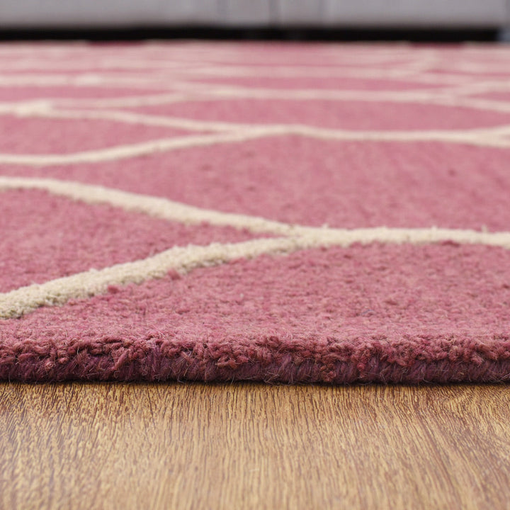 Hand Tufted Wool Area Rug Geometric Beige Brown K01004