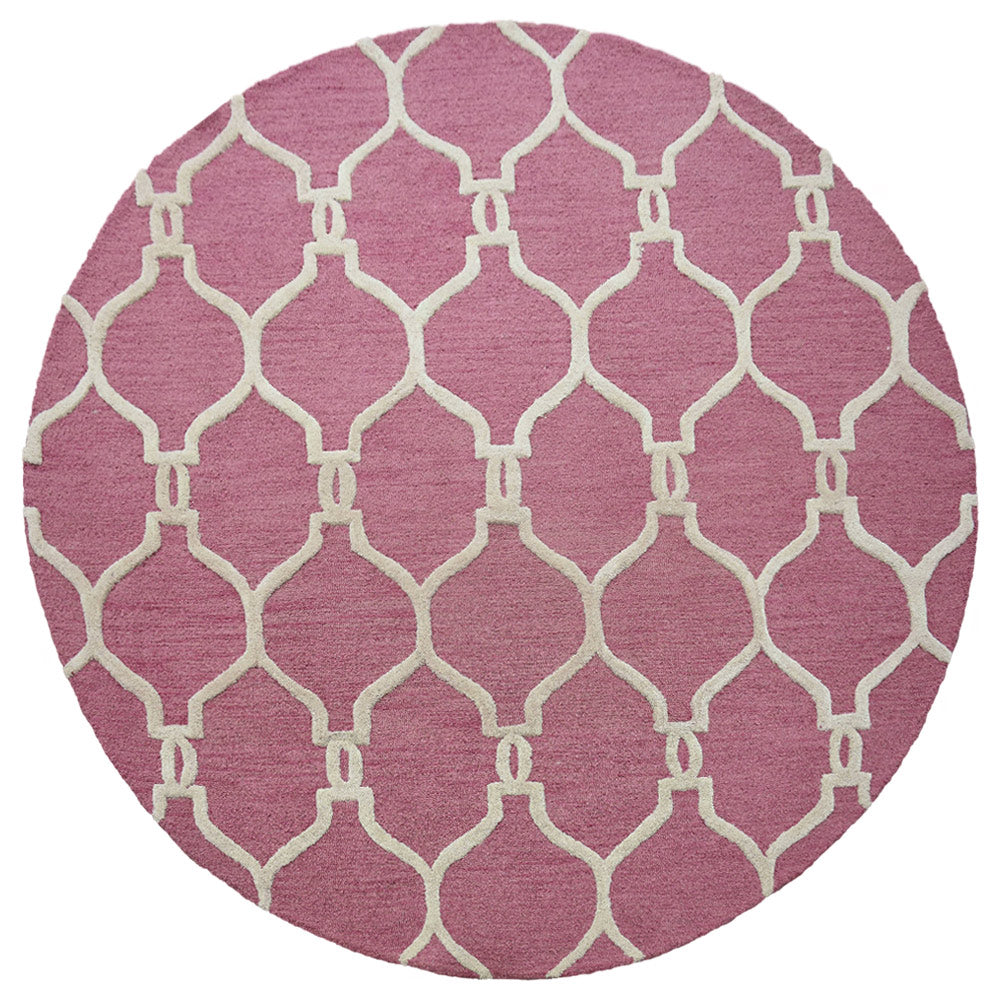 Hand Tufted Wool Area Rug Geometric Beige Brown K01004