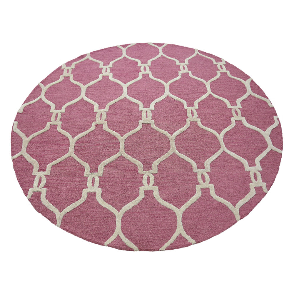 Hand Tufted Wool Area Rug Geometric Beige Brown K01004